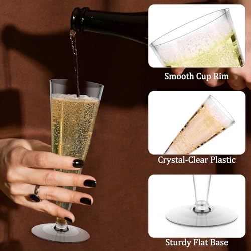 Plastic Champagne Flutes Disposable Champagne Glasses - 40 Pack 4.5Oz Clear Mimosa Cocktail Cups Bulk for Wedding Valentin...