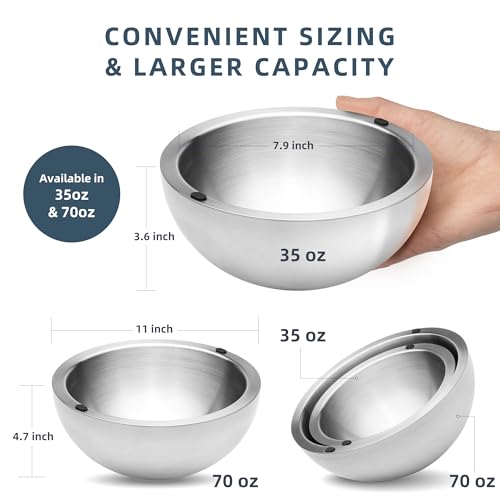 KoolCool Dip Chiller Bowl - 35oz Capacity - Frozen Ice Stainless Steel Party Serving Bowl - Insulated Dip Dish Platter Kee...