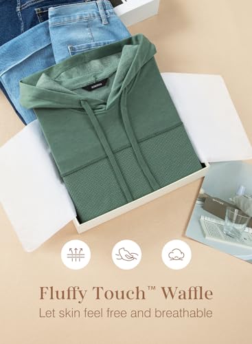 Dokotoo Womens Hoodies Casual Waffle Knit Long Sleeve Drawstring Pullover Sweatshirts Lightweight Hooded Tops