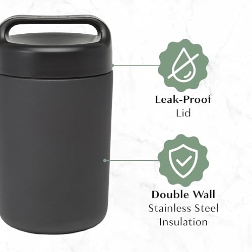 Goodful Stainless Steel Food Jar, Double Wall Vacuum Sealed Insulated Food Storage Container with Carry Handle Lid, 16-Oun...