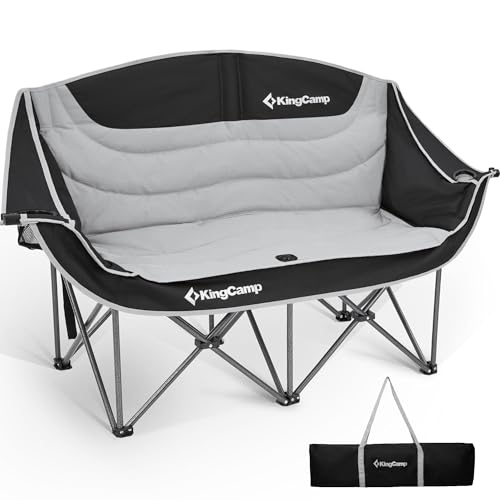KingCamp Double Camping Chair, Oversized 660lbs Heavy Duty Loveseat for Adults Portable Folding XL 2 Person Couch Padded C...