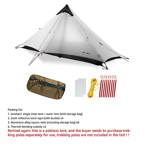 Telomat 3F UL Gear Lanshan1 Ultralight Tent 3/4 Season Portable Backpacking Tent for 1-Person 15D Silicon Coated Waterproo...