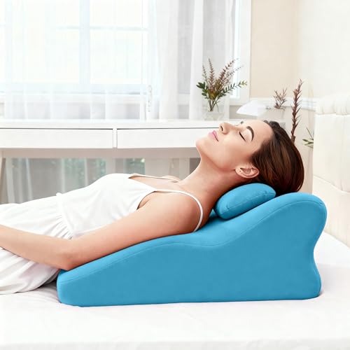 JUBILOOM Ergonomic Sweet Position Wedge Pillow for Adults, Multifunctional Postures Bed Pillows for Relaxing,Blue
