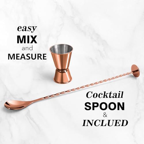 SAVORLIVING 14oz Glass Cocktail Shaker Set, Margarita Mixer-Shaker with Built-in Strainer and Measuring Jigger & Mixing Sp...