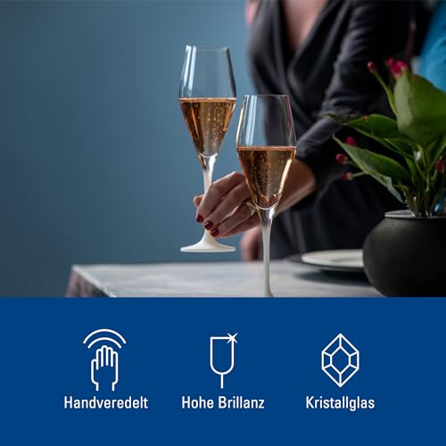 Villeroy & Boch - Manufacture Rock Blanc Champagne Flute Set, 4 pcs. Set of Drinking Glasses for Champagne and Sparkling W...