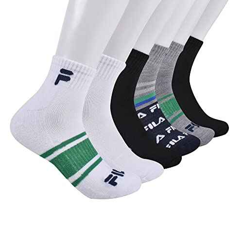 Fila Men's Striped Half Cushion Quarter Socks