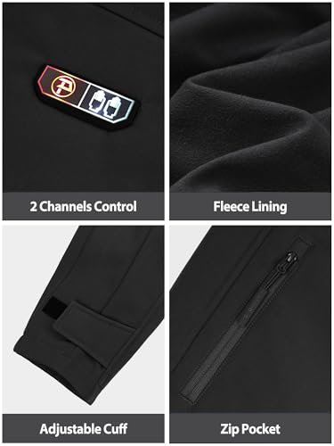 PTAHDUS Men's Heated Jackets 5 Heat Zones Battery Pack Included, with Hand Warmer Pocket