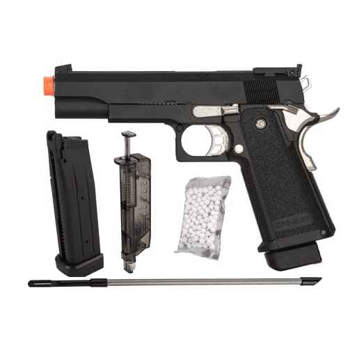 Golden Eagle Steel Airsoft Hand Gun Hi-Capa 1911 Airsoft Pistol with 6mm BBS and Speed Loader