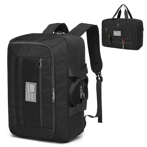 3 in 1 Tactical Backpack for Men, Water-Resistant 17.3 Inch Laptop Bag Convertible Carry-On Luggage with Hidden Straps - A...