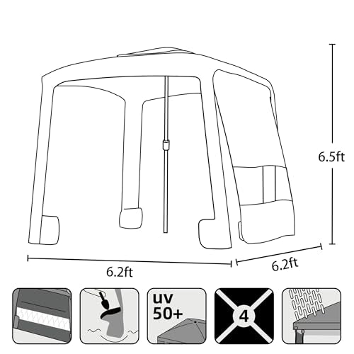 AMMSUN Beach Cabana, 6.2'×6.2' Beach Canopy, Easy Set up and Take Down, Cabana Tent with Sand Pockets, Instant Sun Shade w...