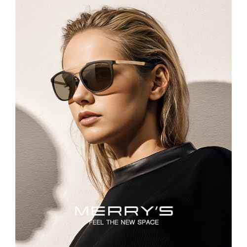 MERRY'S Square Polarized Sunglasses for Men Women Vintage Double Bridge Sunglasses Mirrored Lens