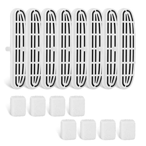 6 Pcs Cat Water Fountain Filters and 6 Pump Sponges, Wireless Stainless Steel Kitty Cat Drink Water Fountain Filters Repla...