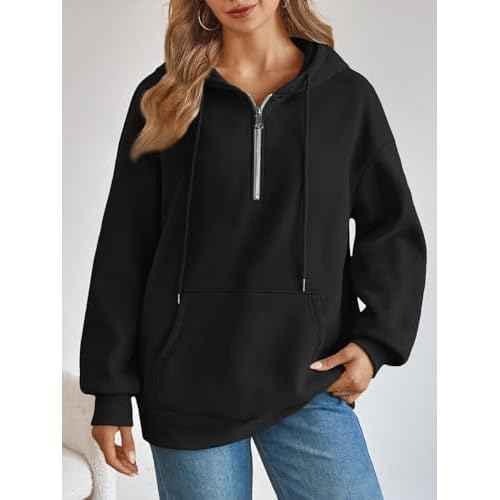 Trendy Queen Womens Hoodies Fleece Fashion Half Zip Sweatshirts Cute Y2k Fall Clothes 2025