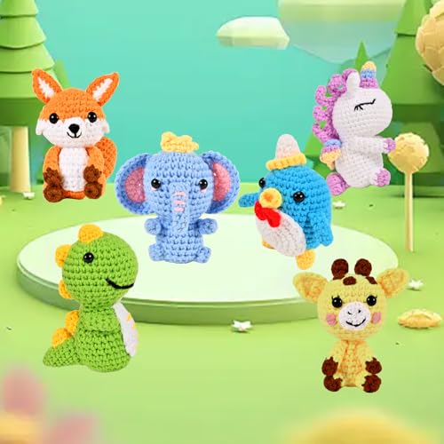 Wunila 6Pcs Crochet Kit for Beginners, DIY Craft for Adults, Great Gifts for Crochet Lovers, Crocheting Animals Kits with ...