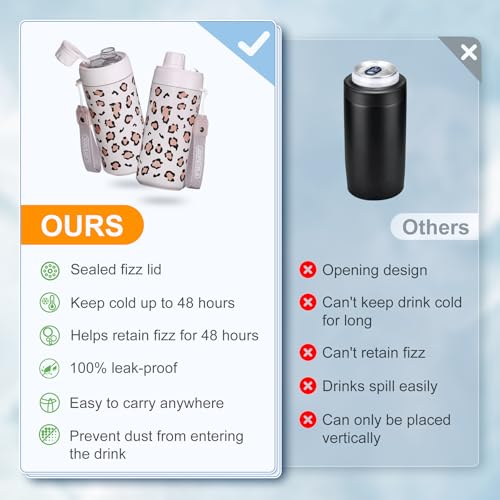JOOPETALK Universal Can Cooler with Lid Fits All 12oz Cans& Bottles, 100% Leak-Proof Water Bottle, 4-in-1 Insulated Can Co...