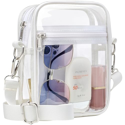 PACKISM Clear Bag for Stadium Events - Small Clear Purses for Women Crossbody Messenger Bag for Concerts Sporting Events