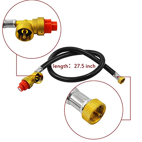 MENSI Fuel Propane Butane Gas Portable Camping Stove Replacement 27.5 Inch Regulator with Hose Convert to 1LB Disposal Bottle