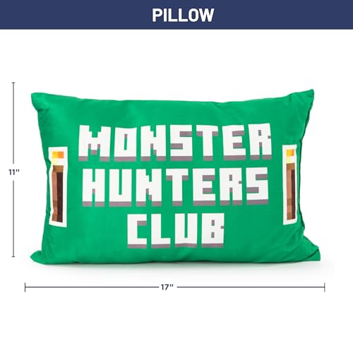 Minecraft Creeper 3 Piece Sleepover Set - Cozy & Warm Slumber Bag with Pillow & Eye Mask (Official Minecraft Product)