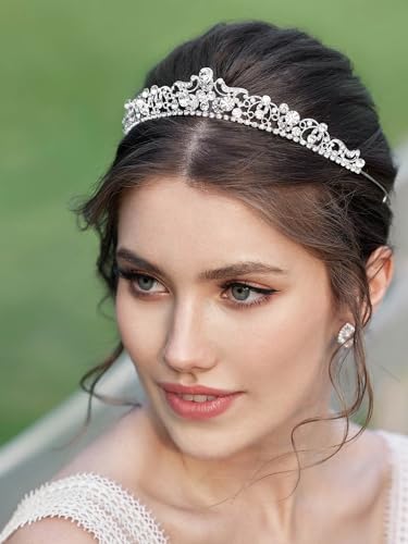 SWEETV Wedding Tiaras and Crowns, Rhinestone Bridal Crown Princess Tiara Headpieces for Women and Flower Girls, Bridgerton...