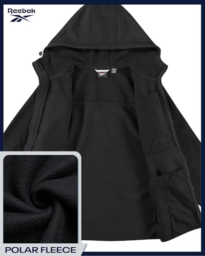 Reebok Mens Fleece Jacket - Lightweight Polar Fleece Zip Up Winter Jackets for Men - Gym Workout Running Outdoor Mens Jacket