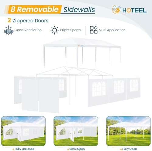 HOTEEL 10x30 Party Tent with 8 Removable Sidewalls for Parties, Weddings, BBQ, Baby Shower, Waterproof Outdoor Event Canop...