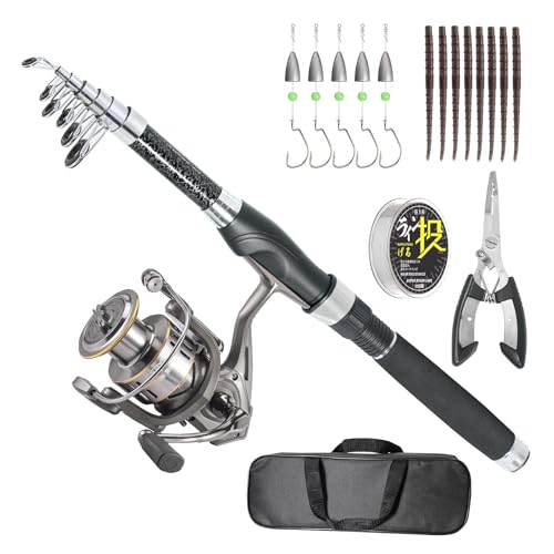 Fishing Rod, Telescopic Fishing Rod and Reel Combo, Collapsible Travel Fishing Pole Rod Starter Kit, Carbon Fiber Fishing ...
