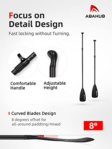 Abahub SUP Paddle - 3 Piece Adjustable Paddles - Lightweight Stand-up Paddle Oars for Paddleboard, Adjustable Aluminum All...
