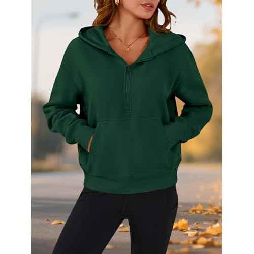 PRETTYGARDEN Women's Half Zip Up Hoodies 2025 Fall Long Sleeve Cropped Pullover Oversized Sweatshirt Fashion Y2K Clothes