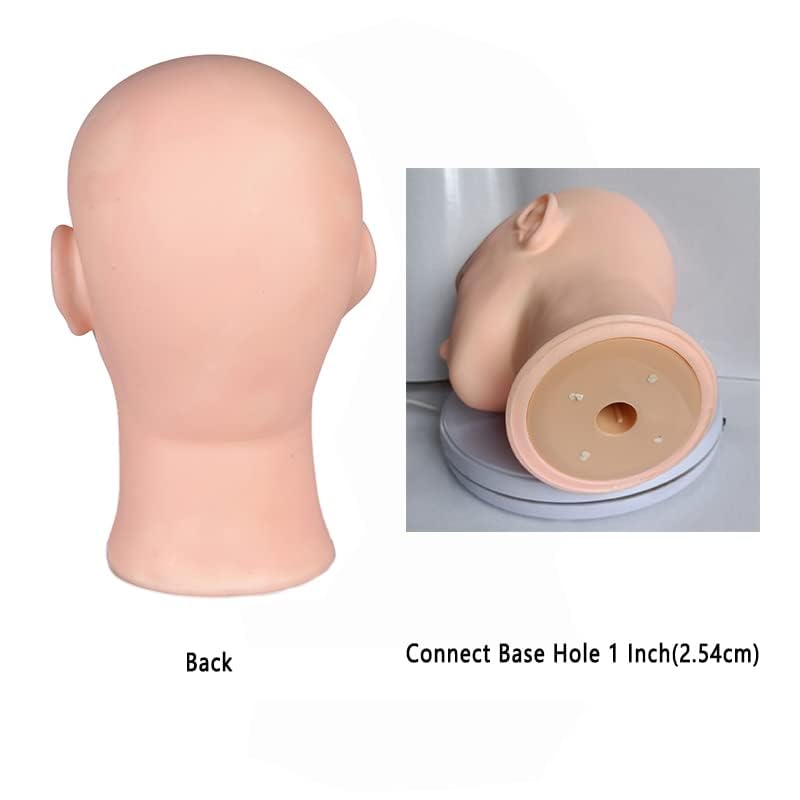 Male Bald Mannequin Head for Wig Making Hat and Glasses Display Model Head, Professional Cosmetology Head Beige Color No Make Up