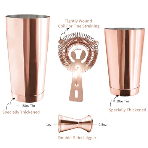 Safring Boston Cocktail Shaker Bar Set, Weighted Boston Shaker Tins, Bartender Kit with 18oz & 28oz Mixed Drink Shaker, Ha...
