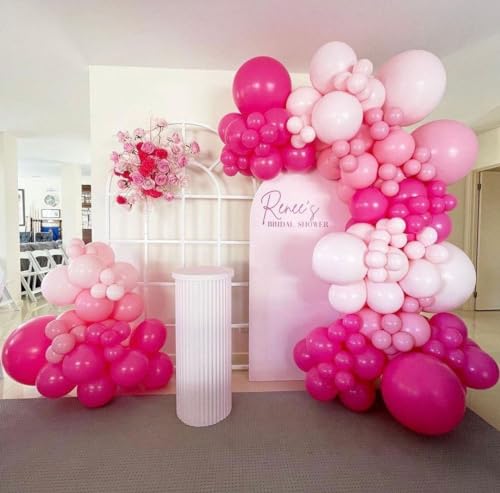 KBZVNAF Pink Latex Balloon Set - 60 Packs 12 Inches Metallic Chrome, Pastel, Hot Pink Balloons for Birthday Wedding Baby S...