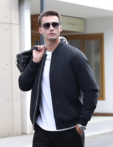 TACVASEN Mens Bomber Jackets Casual Fall Winter Warm Windbreaker Full Zip Windproof Outwear Color-Blocking Coats