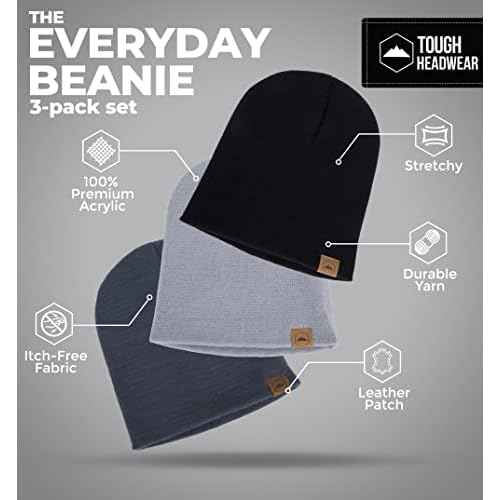 Tough Headwear Daily Knit Beanie Hat - Thermal Warmth Winter Hat - Breathable, Stretch Fit Beanie for Women & Men