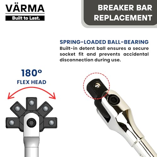 VÄRMA 3/8" Drive Breaker Bar Replacement Head Kit 2PCS – CR-MO Flex Head Repair Set with Drive Squares, Screws & Washers –...
