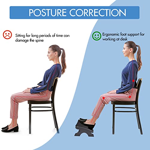 Scalebeard Under Desk Footrest, Ergonomic Foot Stool with Massage Rollers Max-Load 120Lbs Desk Leg Rest Pain Relief for Ho...