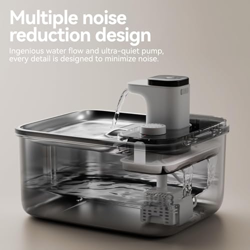 Stainless Steel Cat Water Fountain Wireless for Cats Indoor, 3.6L/123oz Automatic Metal Dog Water Dispenser,Cordless Batte...
