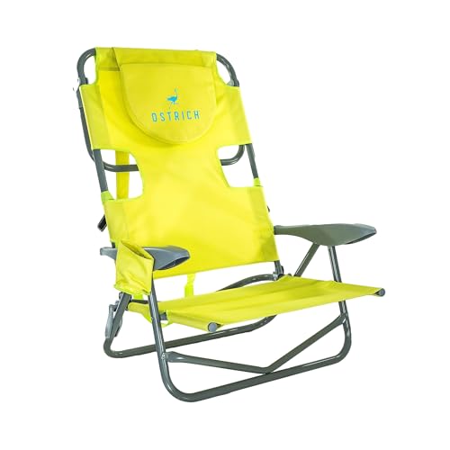 Ostrich On Your Back Backpack Beach Chair with Face Hole - Adjustable, Portable Lounge Chair with Cup Holder, Face Opening...