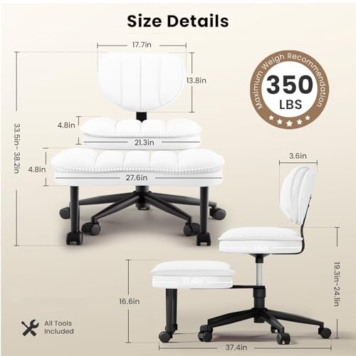 Cross Legged Office Chair, Ergonomic Cloud Criss Cross Desk Chair, Meditation Chair with Wheels, Height Adjustable Seat fo...
