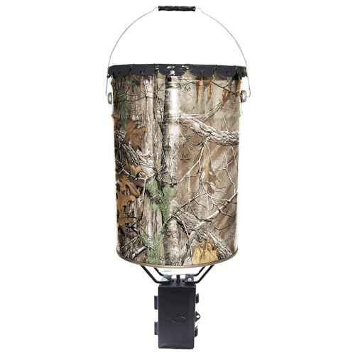 WILDGAME INNOVATIONS Quick-Set 50 lb Bucket Feeder with PCell Timer Hanging Game Feeder for Corn & Pellet Feed with 1-2 Available Feed Times & 30 ft Radius