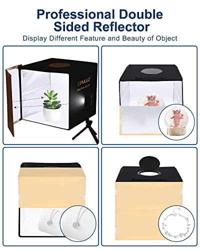 PULUZ 12''×12'' Portable Photography Light Box,Dimmable Photo Studio Light Box with 112 High CRI LED Lights & 6 PVC Backdr...