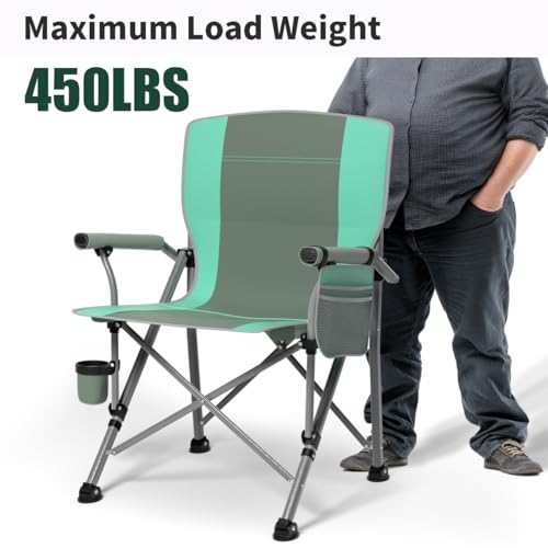 Oversized Camping Chair for Adults Heavy Duty,Heavy Duty Lawn Chair with Side Pockets，Outdoor Camping, Fishing, Beach,Hiki...