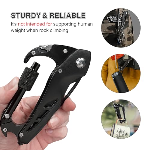 FUNBRO Multitool Carabiner with Pocket Knife, Stocking Stuffers Gifts for Men, EDC Carabiners with Folding Knives, Bottle ...