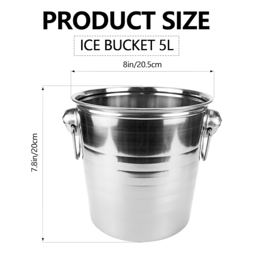 5L Stainless Steel Ice Buckets Insulated Ice Bucket for Parties Drink Cocktail Wine Champagne Bucket Cooler for Home Resta...