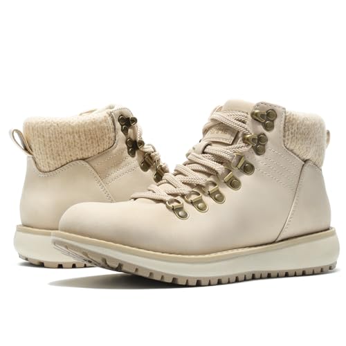 ANJOUFEMME Womens Comfy Hiking Boots-Casual Outdoor Lace up Ankle Booties Work Boots LightWeight Winter Shoes for Walking ...