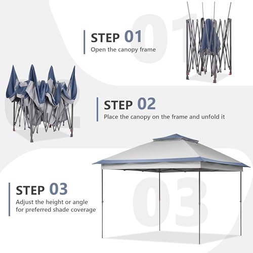 GDY 11x11 Pop Up Canopy Tent, Outdoor Canopy with Netting, Outdoor Gazebo for Backyard, Tent with Wheeled Cover Bag, Blue.