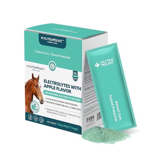 Nutramount Equine Electrolytes Supplement with Apple Flavor, Replenish Lost Minerals & Support Hydration for Horses During...