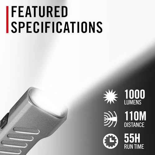 Coast Slayer RED 1000 Lumen USB-C Rechargeable LED Flashlight with Red Mode, Spot/Flood, Memory Mode and Pocket Clip