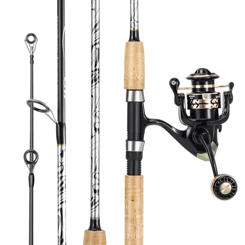 Sougayilang Reel and Fishing Rod Combo, Fiberglass Fishing Pole with Durable P-Cork Rod Handle, Lightweight Graphite Frame