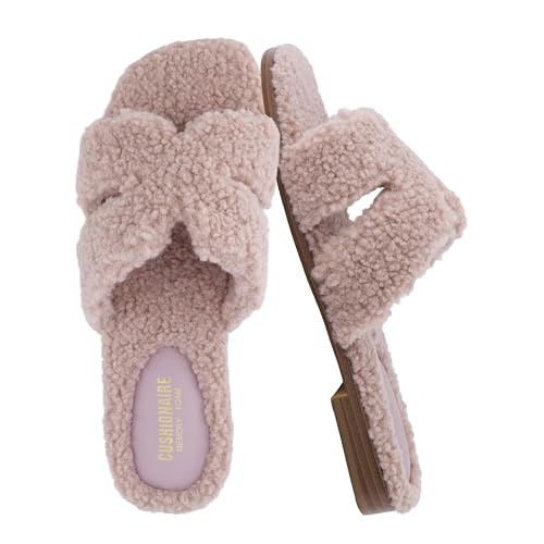CUSHIONAIRE Women's Visa cozy slide sandal +Memory Foam, Wide Widths Available