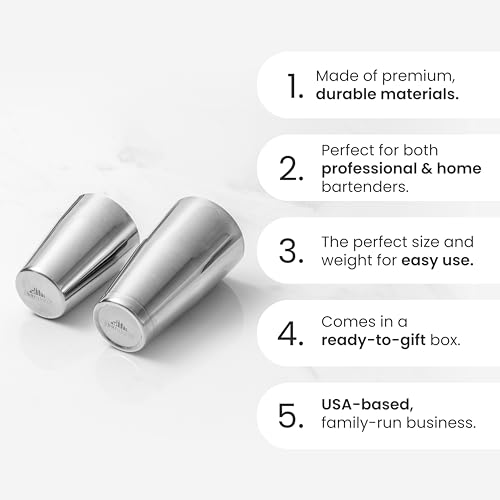 A Bar Above Professional Boston Shakers Set 18 oz Weighted and Unweighted Stainless Steel Cocktail Shaker Set for Bartende...